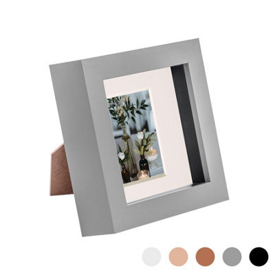 "Nicola Spring 4 X 4"" Photo Frame - Grey/ivory Mount - 3D Photo Frame Picture Frame Box Portrait Display Case (12.5 X 12.5Cm)" - image 1