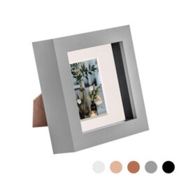 "Nicola Spring 4 X 4"" Photo Frame - Grey/ivory Mount - 3D Photo Frame Picture Frame Box Portrait Display Case (12.5 X 12.5Cm)" - thumbnail 1
