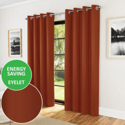 Enhanced Living Nightfall Plain Supersoft Orange Thermal Blockout Eyelet Curtains (Pair) - 90 X 90 Inch (229 X 229Cm)