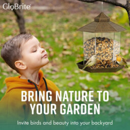 Globrite Hexagon Bird Feeder - Bronze - Hanging Seed Feeder For Wild Birds - Decorative Outdoor Garden Ornament - thumbnail 5