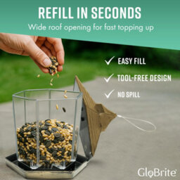 Globrite Hexagon Bird Feeder - Bronze - Hanging Seed Feeder For Wild Birds - Decorative Outdoor Garden Ornament - thumbnail 6