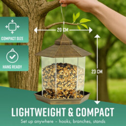 Globrite Hexagon Bird Feeder - Bronze - Hanging Seed Feeder For Wild Birds - Decorative Outdoor Garden Ornament - thumbnail 7
