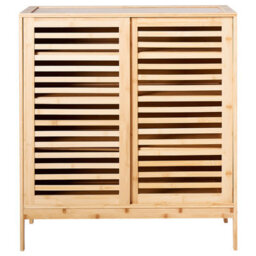 Beliani Shoe Storage Cabinet Midwood Bamboo Light Brown - thumbnail 6