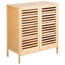 Beliani Shoe Storage Cabinet Midwood Bamboo Light Brown