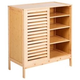Beliani Shoe Storage Cabinet Midwood Bamboo Light Brown - thumbnail 5