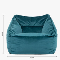 icon Natalia Velvet Adults Bean Bag Armchair And Pouffe, Ready Filled Large Beanbag And Footstool Teal - thumbnail 8