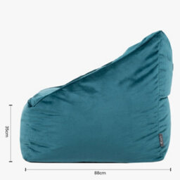 icon Natalia Velvet Adults Bean Bag Armchair And Pouffe, Ready Filled Large Beanbag And Footstool Teal - thumbnail 9