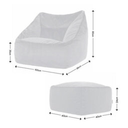icon Natalia Velvet Adults Bean Bag Armchair And Pouffe, Ready Filled Large Beanbag And Footstool Teal - thumbnail 5