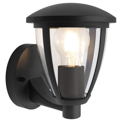 Long Life Lamps Company Outdoor Upward Wall Light Black Lantern Clear Diffuser Ip44 Zlc380 - image 1