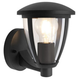 Long Life Lamps Company Outdoor Upward Wall Light Black Lantern Clear Diffuser Ip44 Zlc380 - thumbnail 1