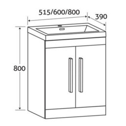 Plum&clay Novela Dark Wood Floor Standing Vanity Unit With Ceramic Basin (W)800mm - thumbnail 3