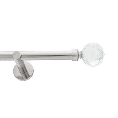 Toolty Inox Metal Curtain Pole 19mm With Finials Rod Modern Brackets Beluna 230Cm