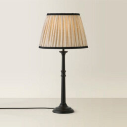 Valuelights Clara Black Candlestick Table Lamp With Linen Pleated Shade And Bulb - thumbnail 6