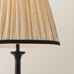 Valuelights Clara Black Candlestick Table Lamp With Linen Pleated Shade And Bulb - thumbnail 3