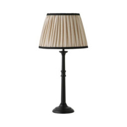 Valuelights Clara Black Candlestick Table Lamp With Linen Pleated Shade And Bulb - thumbnail 2