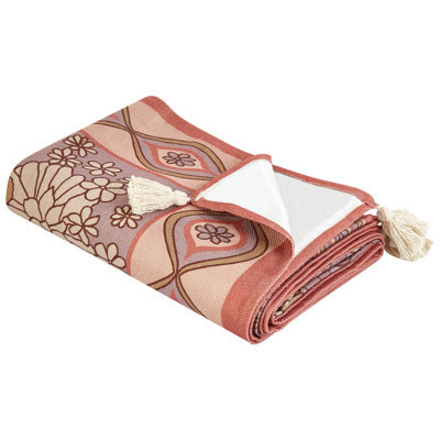 Beliani Picnic Blanket Lashari 200 X 200 Cm Peach Pink - image 1