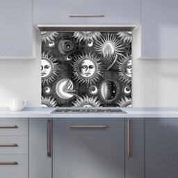 Warren Reed Designer Moon And Sun Black White Premium Glass Kitchen Splashback W700mm X H650mm - thumbnail 1