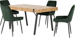 Seconique Treviso Light Oak Effect And Black Dining Set With Green Velvet Avery Chairs - thumbnail 2