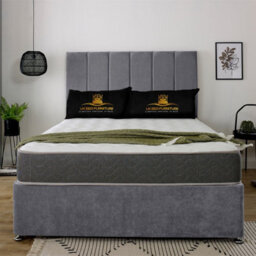 UKBEDFURNITURE Savannah Grey Plush Divan Bed 2 Foot End Drawers With 10 Inch Orthopaedic Mattress & 26 Inch Headboard - thumbnail 2