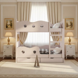 Nemo 180 Bunk Bed For 2 With Mattresses Slats And Storage Durable Functional Kids And Teen Furniture For Any Bedroom Cashmere - thumbnail 1