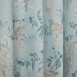 Dreams & Drapes Wisteria Floral Print Pair Of Duck Egg Pencil Pleat Curtains - thumbnail 3