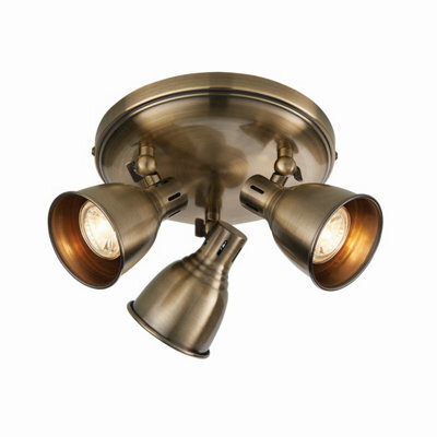 Luminosa Lighting Luminosa Westbury Led 3 Light Spotlight Antique Brass Plate, Gu10