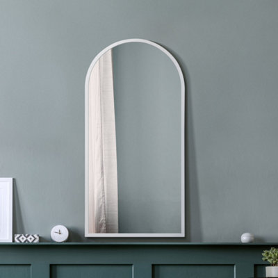 Mirroroutlet The Arcus White Metal Framed Arched Wall Mirror 120Cm X 60Cm - image 1