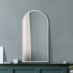 Mirroroutlet The Arcus White Metal Framed Arched Wall Mirror 120Cm X 60Cm