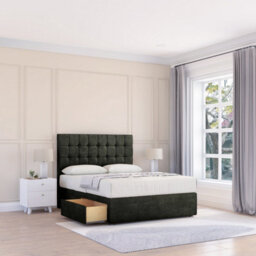 "Sloomy 2Ft6 Alabama Dumfries Graphite Memory Foam Bed Set With 2 Drawers, Mattress & 26"" Headboard - Small Single"