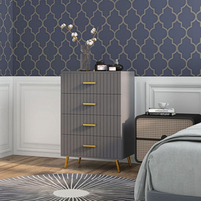 Homcom Bedroom Chest Of Drawers, 4-Drawer Dresser With Aluminium Legs - image 1
