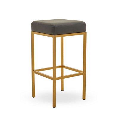 Orsina Baina Dark Grey Pu And Gold Finish Bar Stool - image 1