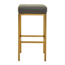 Orsina Baina Dark Grey Pu And Gold Finish Bar Stool - thumbnail 2