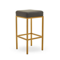 Orsina Baina Dark Grey Pu And Gold Finish Bar Stool
