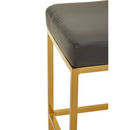 Orsina Baina Dark Grey Pu And Gold Finish Bar Stool - thumbnail 4