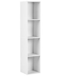 Wyld And Coco Nordichome White 4-Shelf Tv Stand Bookcase Scandinavian Style - Tall, Freestanding. - thumbnail 3
