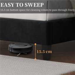 Yaheetech Upholstered Bed Frame With Button-Tufted Adjustable Headboard - Black / Double - thumbnail 9