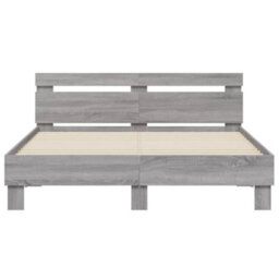 Berkfield Bed Frame With Led Without Mattress Grey Sonoma 140X200 Cm - thumbnail 7