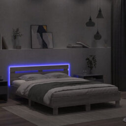 Berkfield Bed Frame With Led Without Mattress Grey Sonoma 140X200 Cm - thumbnail 4