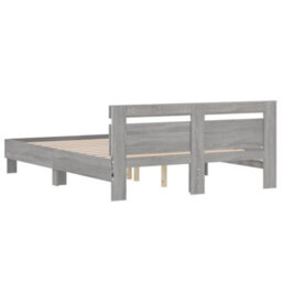 Berkfield Bed Frame With Led Without Mattress Grey Sonoma 140X200 Cm - thumbnail 9