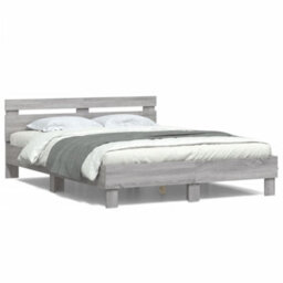 Berkfield Bed Frame With Led Without Mattress Grey Sonoma 140X200 Cm - thumbnail 5