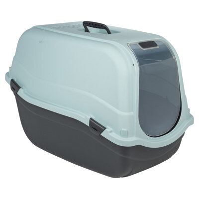 Urbn-Living Urbnliving Hooded Enclosed Cat Litter Tray Covered Filter Box Large Scoop Flap Toilet Potty - Light Blue Top & Large - image 1