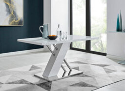 Furniturebox Sorrento White High Gloss And Chrome Dining Table And 6 Black Lorenzo Dining Chairs - thumbnail 3