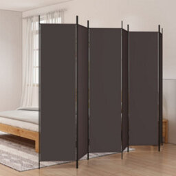 Berkfield 6-Panel Room Divider Brown 300X200 Cm Fabric