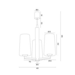 Luminosa Lighting Luminosa Camelot Multi Arm Pendant Ceiling 3 Light Chrome Base, Glass Opal Matt - thumbnail 3