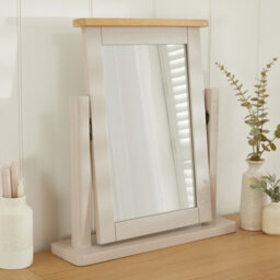 The Furniture Market Marbury Putty Grey Painted Vanity Mirror Adjustable Dressing Table Mirror Wooden Frame Tilting Hinged Design Easy Assembly