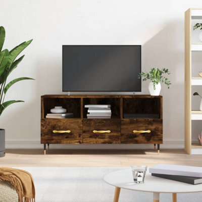 Walplus Tv Cabinet Smoked Oak 102X36X50 Cm Engineered Wood - image 1