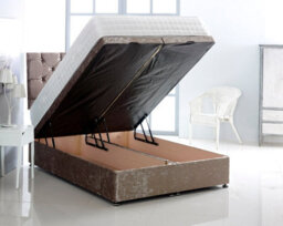 Comfy Deluxe 4Ft Small Single Truffle Crush Velvet Foot Lift Ottoman Bed With Headboard & Mattress - thumbnail 2