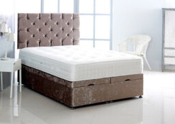 Comfy Deluxe 4Ft Small Single Truffle Crush Velvet Foot Lift Ottoman Bed With Headboard & Mattress - thumbnail 1