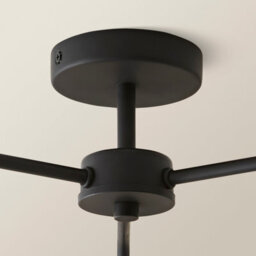 Valuelights Maddison Clear Ribbed Glass Globe Shades Matte Black 3 Arm Ceiling Light - thumbnail 5