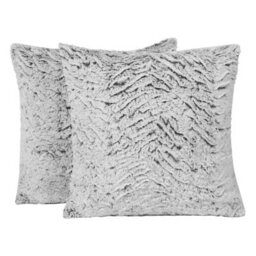 OHS 2 Pack Two Tone Faux Fur Fleece Cushion Covers, Grey - 45 X 45Cm - thumbnail 5